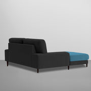 Latieo LHS 2 Seater Lounger L Shape Sofa Set for Living Room (Black Turquise) Premium Fabric Sofa