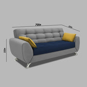 Leadown 3 Seater Sofa for Living Room (Blue Grey) Premium Fabric Sofa