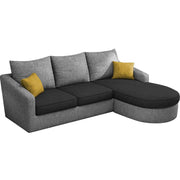 Shrank Round Lounger L Shape 4 Seater Sofa Set for Living Room (Black Grey) Fabric Sofa | RHS