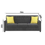 Rogelio 1 Seater Sofa Set for Living Room (Black Fabric)