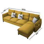 Andon 6 Seater L Shape Sofa Set for Living Room (Yellow Fabric) Right Side Sofa