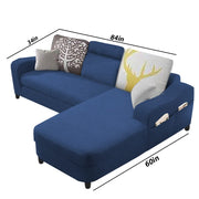 Amanda RHS 4 Seater L Shape,Sofa Set for Living Room (Blue Fabric)