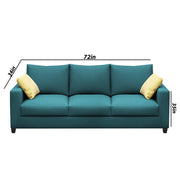 Rihan 3 Seater Sofa Set Living Room (Turquise Fabric)