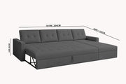 Casaliving Treshta 6 Seater LHS L - Shape Pull-Out Sofa Cum Bed Sofa for Living Room (Dark Grey Fabric Color) Premium Fabric Sofa Set for Living Room Sofa Cum Bed