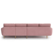 Lizel RHS 6 Seater L Shape Sofa Set with Center Table for Living Room (Pink Fabric) Premium Velvet Fabric Sofa