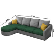 Shrank Round Lounger L Shape 6 Seater Sofa Set for Living Room (Green Grey) Fabric Sofa | LHS