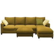 Rihan 8 Seater L Shape Sofa Set with Ottoman for Living Room (Yellow Fabric) Right Side Sofa