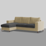 Charmi LHS 4 Seater L Shape Sofa Set for Living Room (Cream Black Fabric) Premium Fabric Sofa