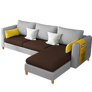 Asser RHS 4 Seater L Shape Sofa Set for Living Room (Brown Grey) Premium Fabric Sofa