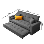 Artic 3 Seater Sofa Cum Bed for Living Room (Black) Premium Velvet Fabric Sofa