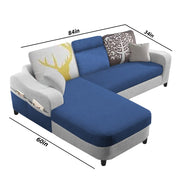 Amanda LHS 4 Seater L Shape,Sofa Set for Living Room (Blue Grey Fabric)