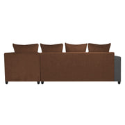 Rio 6 Seater L Shape Sofa for Living Room | Color - Black Brown Fabric| Right Side Sofa