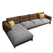 Hazer 6 Seater Sofa Set for Living Room (Brown Grey Fabric) Left Side Sofa
