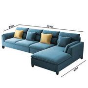 Delton RHS 6 Seater L Shape Sofa Set for Living Room (Turquise) Premium Fabric
