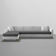 Garcia LHS 6 Seater L Shape Sofa Set for Living Room (Black Grey - Colour) Premium Fabric Sofa Set