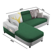 Amanda LHS 4 Seater L Shape,Sofa Set for Living Room (Green Grey Fabric)