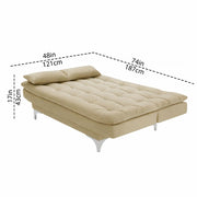 Danny 3 Seater Sofa Cum Bed Leatherette Fabric (Black) with Two Cushions Perfect for |Home Living |Office Room and Guest Room Premium Sofa