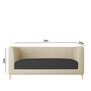 Magnus 3 Seater Sofa Set for Living Room (Cream Black Colour) Premium Fabric Sofa