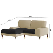 Latieo LHS 2 Seater Lounger L Shape Sofa Set for Living Room (Cream Black) Premium Fabric Sofa