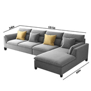 Delton RHS 6 Seater L Shape Sofa Set for Living Room (Grey) Premium Fabric