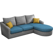 Shrank Round Lounger L Shape 4 Seater Sofa Set for Living Room (Turquise Grey) Fabric Sofa | RHS