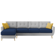 Lizel LHS 6 Seater L Shape Sofa Set for Living Room (Blue Grey Fabric) Premium Velvet Fabric Sofa