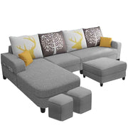 Stephanie 8 Seater L Shape Sofa Set for Living Room (Grey Fabric) Left Side Sofa (8S-LHS)