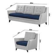 Slove 3 +1 + 1 Seater Sofa Set for Living Room | Color - Cream Black | Premium Fabric Sofa