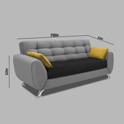 Leadown 3 Seater Sofa for Living Room (Black Grey) Premium Fabric Sofa