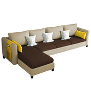 Asser LHS 6 Seater L Shape Sofa Set for Living Room (Cream Brown) Premium Fabric Sofa