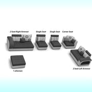 Casaliving Yamir Modern U-Shaped Sectional Sofa Set with Storage, 9 Seater, Sofa Couch with 4 Puffy for Hall Guest Room (Blue & Grey) Premium Fabric Sofa Set