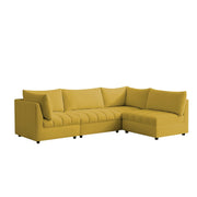 Lenser L Shaped Sofa Set for Living Room (Yellow Fabric) Premium Fabric Sofa Set