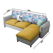 Andon 4 Seater L Shape Sofa Set for Living Room (Yellow Grey) Right Side Sofa