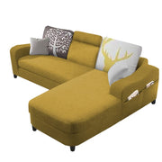 Amanda RHS 4 Seater L Shape,Sofa Set for Living Room (Yellow Fabric)