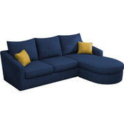 Shrank Round Lounger L Shape 4 Seater Sofa Set for Living Room (Blue) Fabric Sofa | RHS