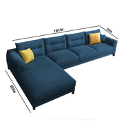 Hazer 6 Seater Sofa Set for Living Room (Blue Fabric) Left Side Sofa