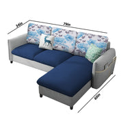 Andon 4 Seater L Shape Sofa Set for Living Room (Blue Grey) Right Side Sofa