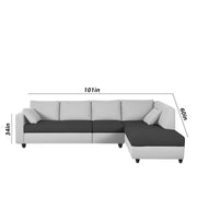 Dorian RHS 6 Seater L Shape Sofa Set for Living Room (Black Grey Fabric) Premium Fabric Sofa