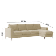 Charmi RHS 6 Seater L Shape Sofa Set for Living Room (Cream Fabric) Premium Fabric Sofa