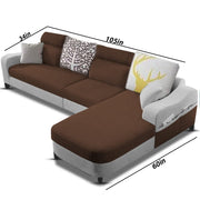 Amanda RHS 6 Seater L Shape,Sofa Set for Living Room (Brown Grey Fabric)