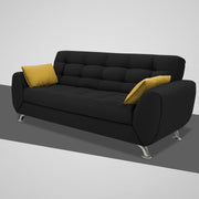 Leadown 3 Seater Sofa for Living Room (Black) Premium Fabric Sofa