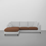 Cortina LHS 4 Seater L Shape Sofa Set for Living Room (Brown Grey Fabric) Premium Fabric Sofa