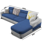 Amanda RHS 6 Seater L Shape,Sofa Set for Living Room (Blue Grey Fabric)