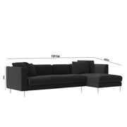 Vesco RHS 6 Seater L Shape Sofa Set for Living Room (Black) Premium Fabric Sofa