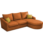 Shrank Round Lounger L Shape 4 Seater Sofa Set for Living Room (Orange) Fabric Sofa | RHS