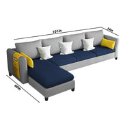 Asser LHS 6 Seater L Shape Sofa Set for Living Room (Blue Grey) Premium Fabric Sofa