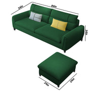 Francis 3 Seater Sofa with Ottoman Set for Living Room (Green Fabric)
