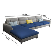 Francis 6 Seater Sofa Set for Living Room (Blue Grey Fabric) Left Side Sofa