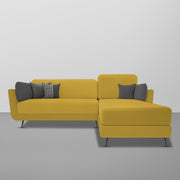 Arlond RHS 4 Seater L Shape Sofa Set for Living Room (Yellow Fabric) Premium Fabric Sofa