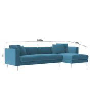 Vesco RHS 6 Seater L Shape Sofa Set for Living Room (Turquise) Premium Fabric Sofa